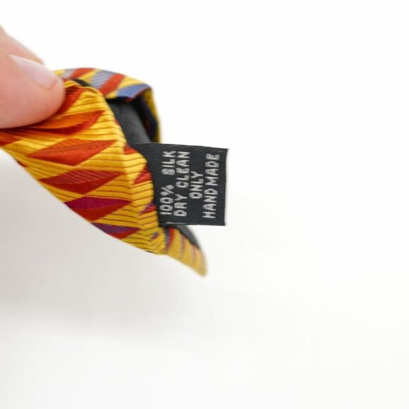 Jacobs Roberts LTD Yellow Red Blue Geometric Woven Silk Tie Wide‎ - Picture 4 of 6